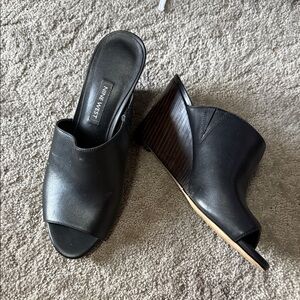Nine West Black Wedge Mules